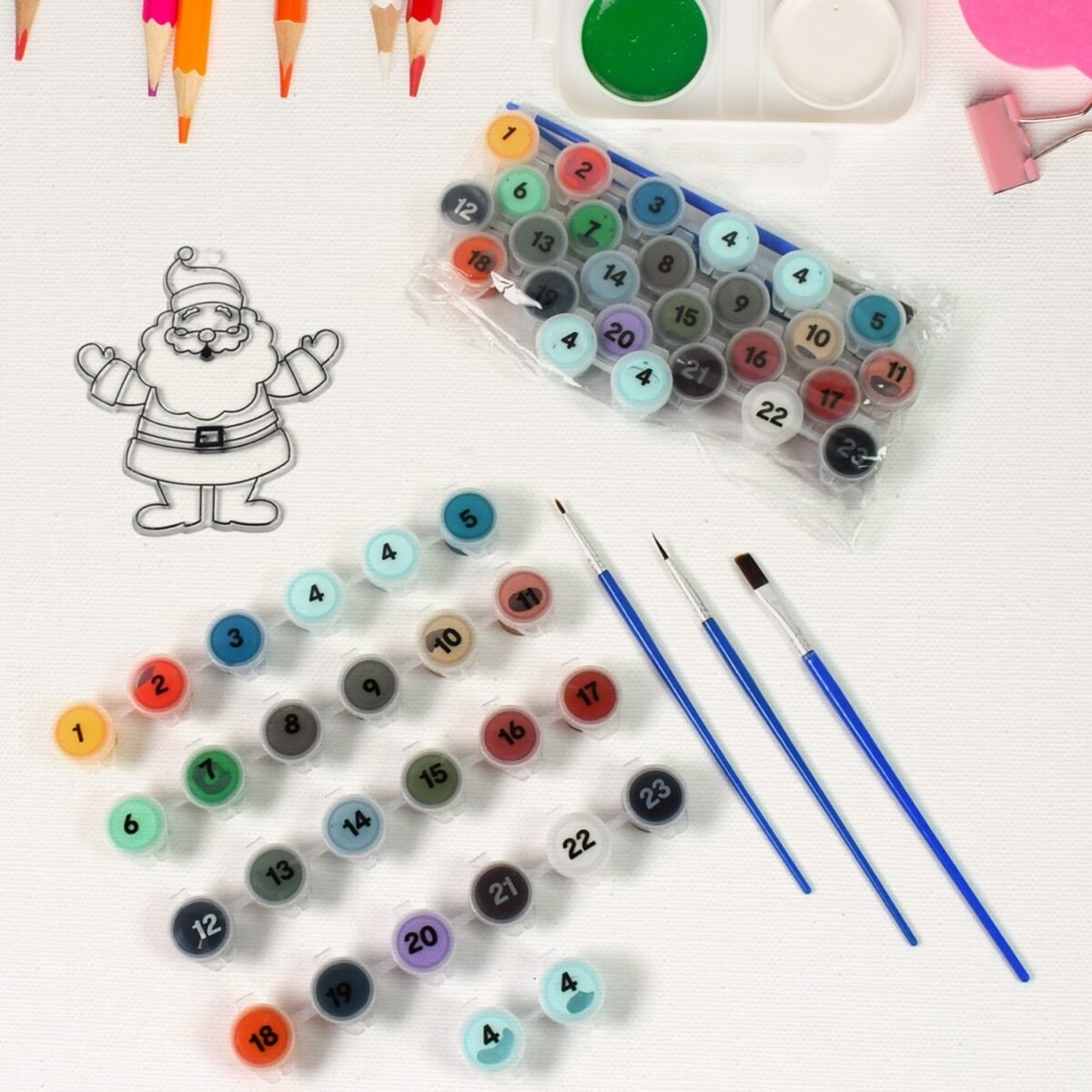 Paint by Number Kits 2 Set 24 Number Color, 6 paint brushes (2 Set) - Image 1