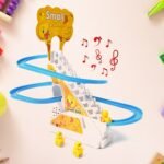 Duck Climb Stairs Toy Roller Coaster with Flashing Lights & Music (3 Ducks)