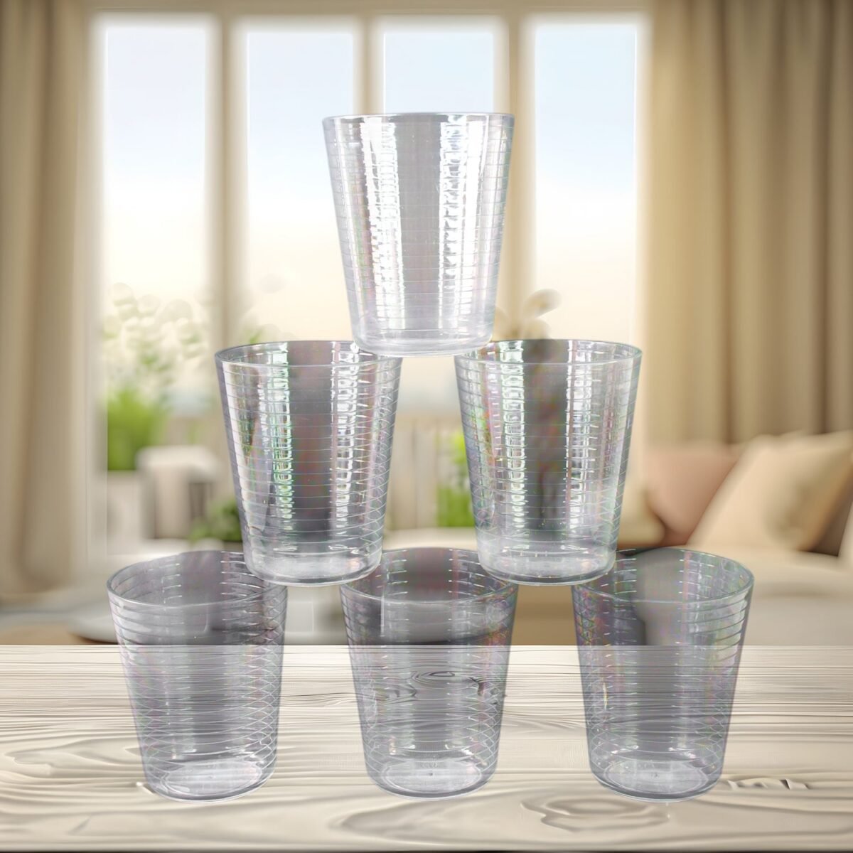 Apex Pyramid Design Unbreakable Plastic Glass – 300 ML - Image 4