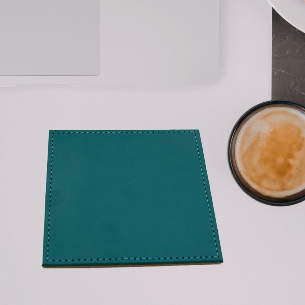 Square Leather Tea Coaster Set – Durable Dining & Coffee Table Decor (4 Pc) - Image 4
