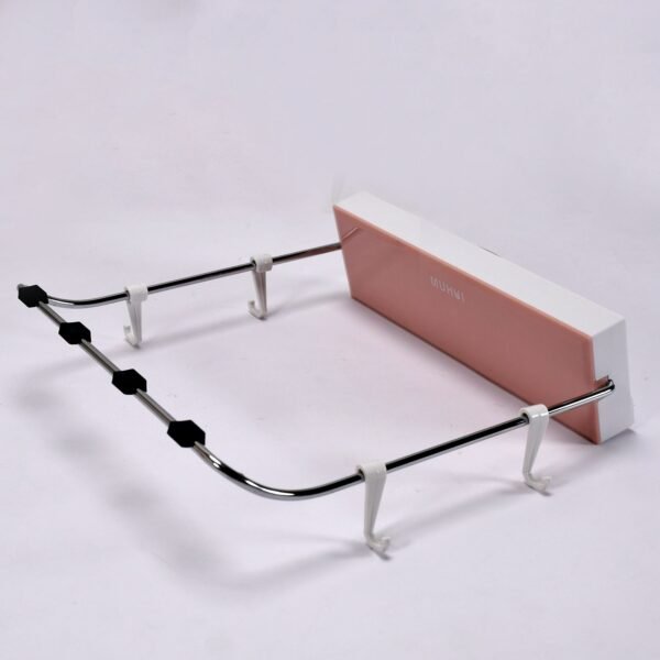 Wall-Mounted Foldable Wash Basin Storage Rack with Self-Adhesive Sticker