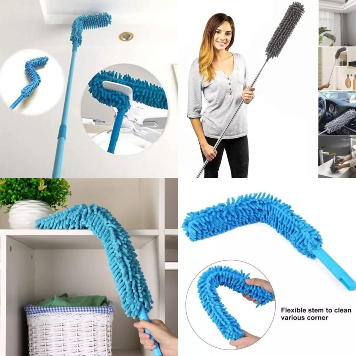 Adjustable Long Handle Microfiber Dust Brush – Foldable Ceiling & Appliance Cleaner - Image 3
