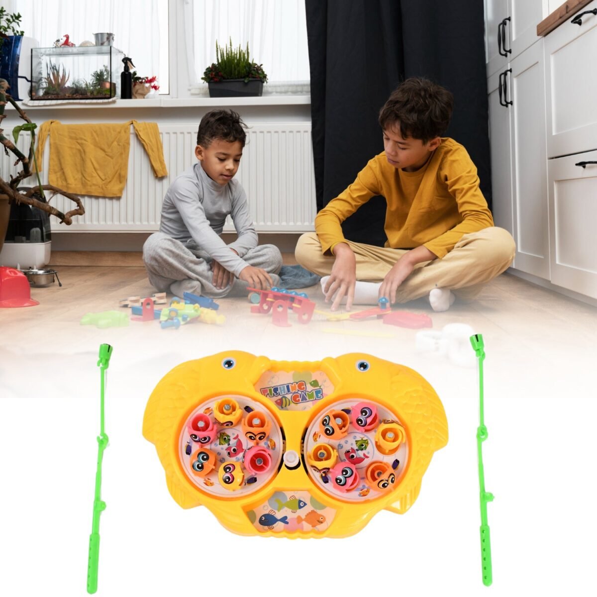 Fishing Game for Kids, Include 12 Pieces Fishes and 2 Fishing Rod, (1 Set) - Image 3