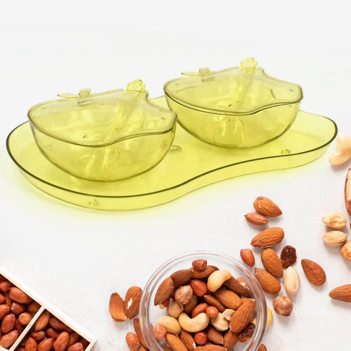 Apple Shape Tray Bowl Used For Serving Snacks And Various Food Stuffs. - Image 1