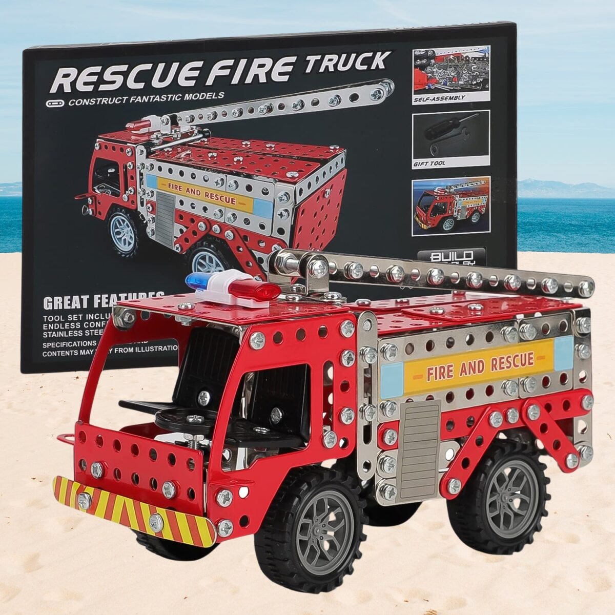 Metal DIY Fire Truck Building Blocks for Kids (Fire Truck / 292pcs of truck tool / 1 Set) - Image 1