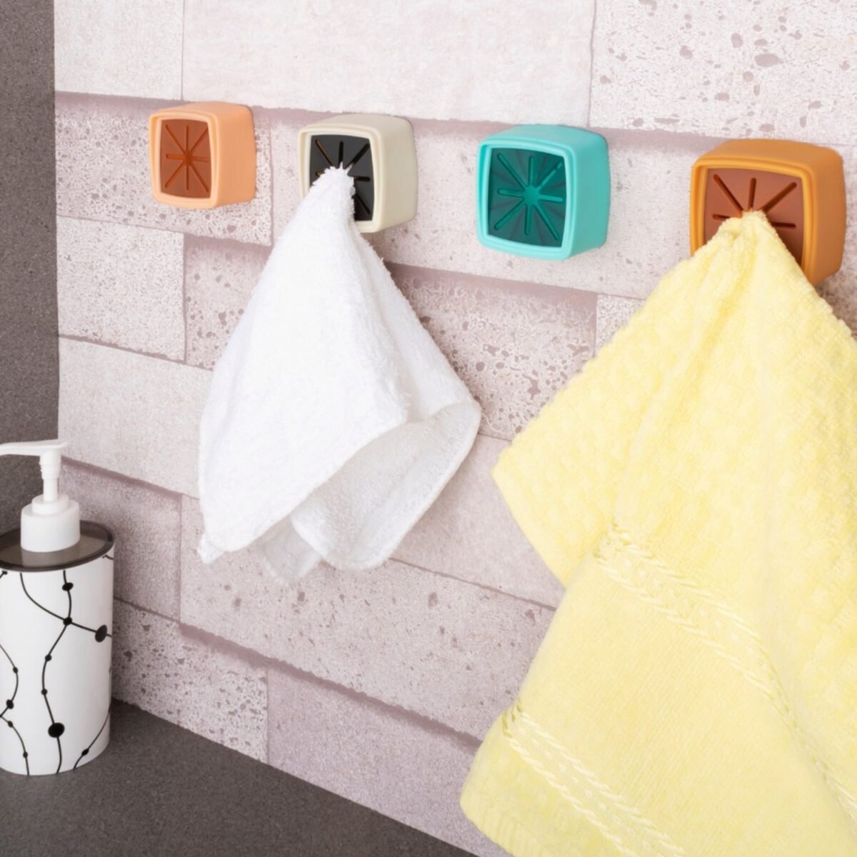 4 Pc Towel Holder – Easy Wall Mount for Bathroom & Kitchen Towel Hanging. - Image 3
