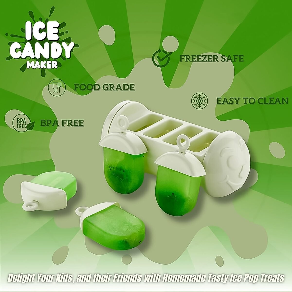 Plastic Ice Candy Maker 4 Compartment / Grid Kulfi Candy (1 Pc) - Image 3