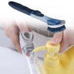 Mix Color Dish Scrubber with Soap Dispenser, Soap Dispensing Dish Brush Set, Dishwashing Brushes Kitchen Scrub Dish Wand for Dishes Sink Pot Pan Cleaning and Washing,1 Handle,3Refill Replacement Head - Image 3