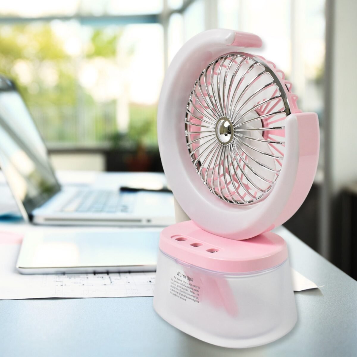 Desktop Fan - Camping Fan with LED Light, Portable Humidifying Fan (1 Pc / Plug & Play Fan) - Image 3