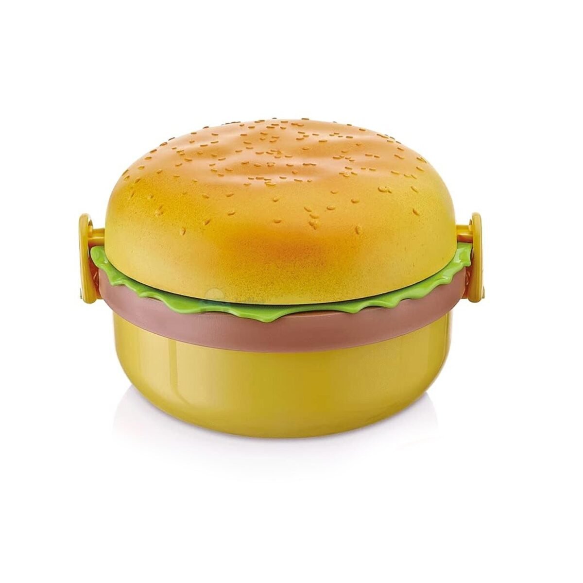 Burger Shape Lunch Box – Double Layer 1000ml Food Container with 2 Spoons for Kids - Image 1