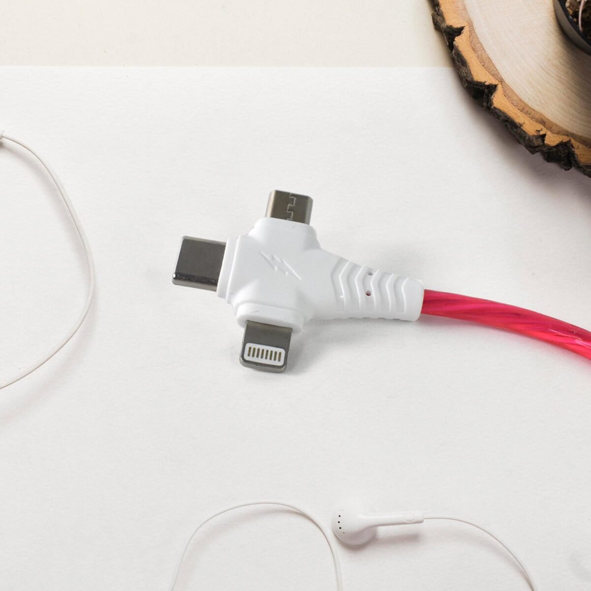 3 in 1 Charging Cable Light Up Fast Charger Lighting Cable (Mix Color) - Image 3