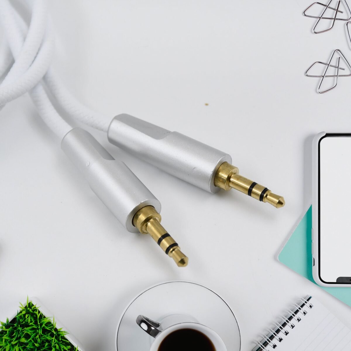 JK Aux Cable for Mobile and Tablet Home / Car Stereos & More (1 Pc / 1000MM) - Image 3