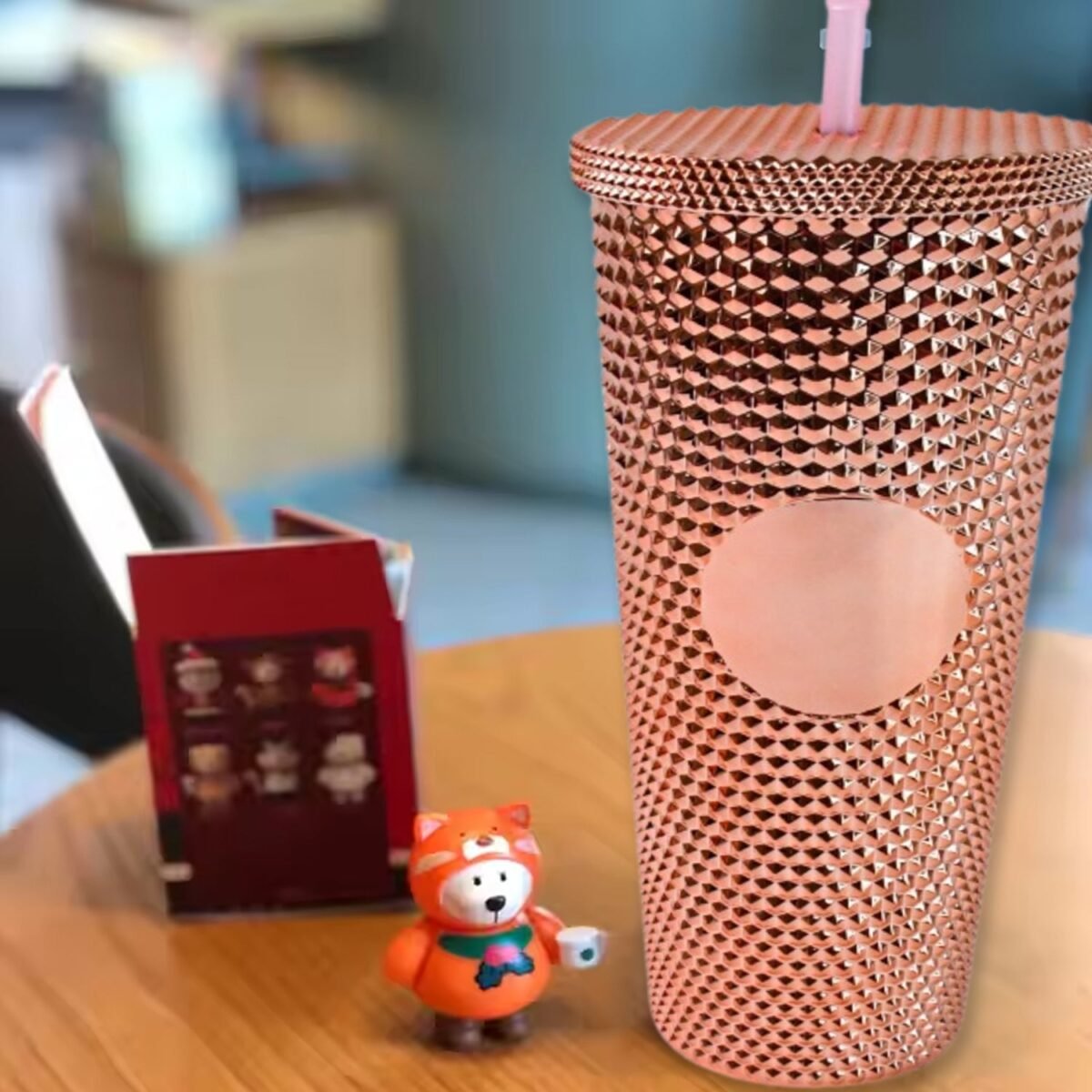 Studded Cup Tumbler Straw Lid - Plastic Double Walled Cold Cup for iced Coffee - Image 6