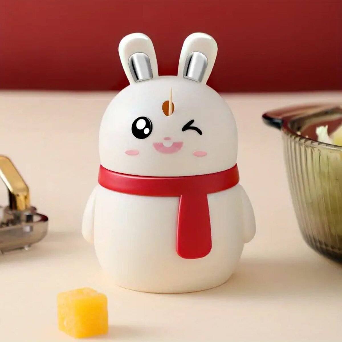 Rabbit Shape Toothpick Dispenser Pressing Small Size Accessory Durable Red | Home & Garden | Kitchen, Dining & Bar | Kitchen Storage & Organization | Racks & Holders Dining Room Table Decoration (1 Pc ) - Image 1