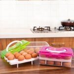 2Layer, 32 Grid Egg Tray with Lid Egg Carrier Holder for Refrigerator, Camping Food Storage Container with Handle (1 Pc ) - Image 3