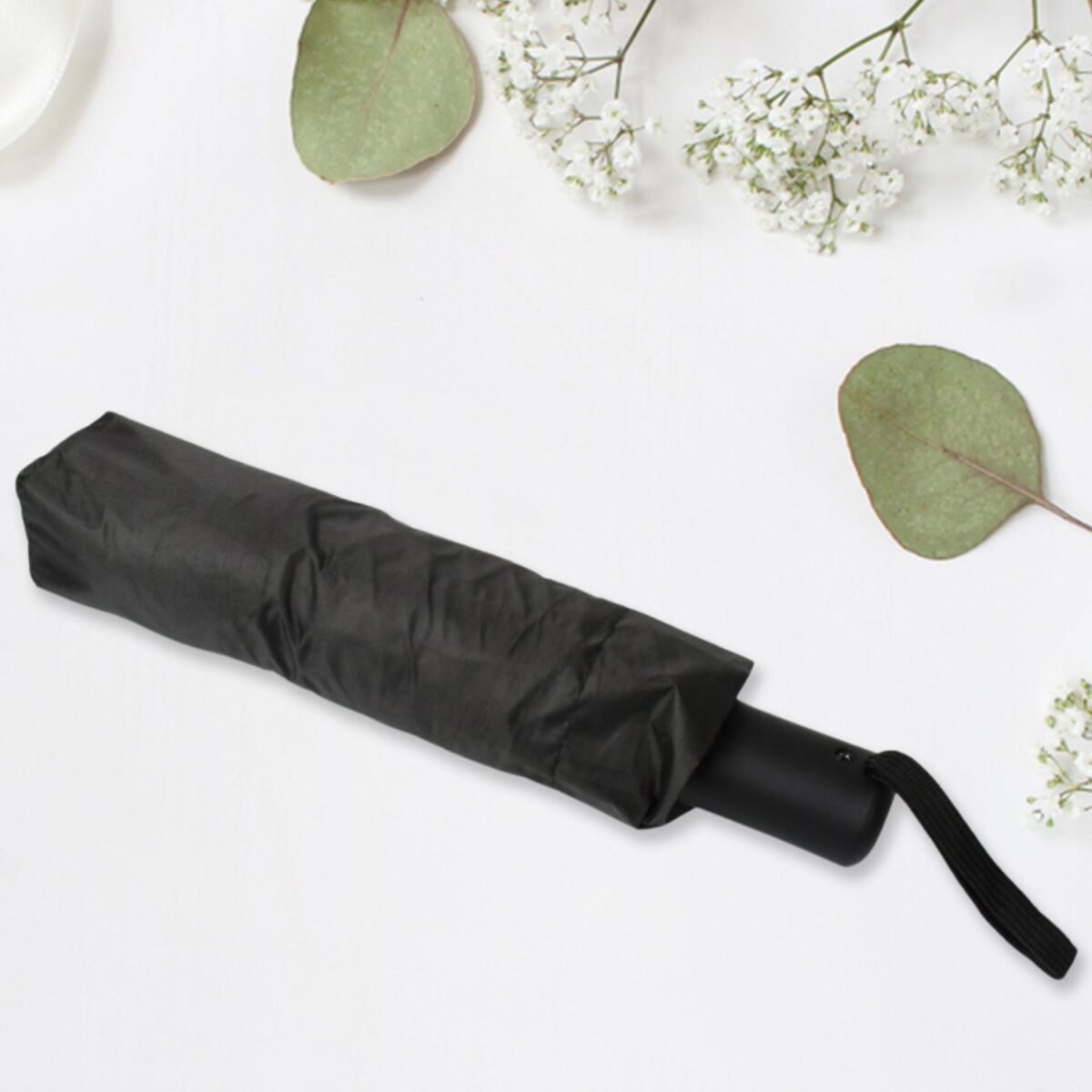 2 Fold Manual Umbrella – Wind, Sun & Rainproof with Steel Shaft & Wrist Strap - Image 5