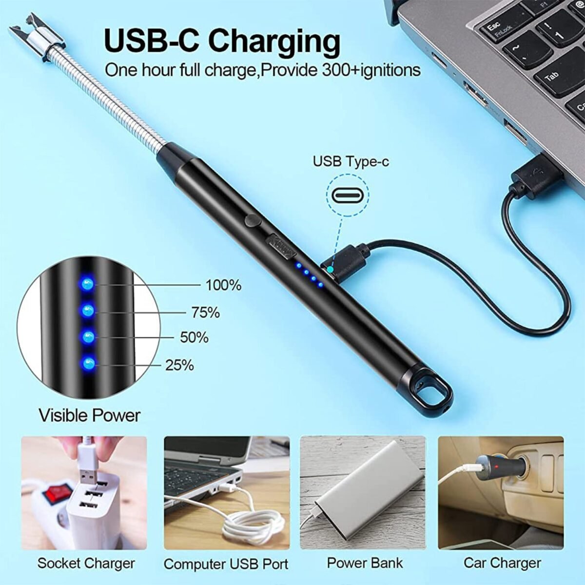 Long Flexible USB Rechargeable Electric Arc Lighter – Windproof, Flameless Plasma - Image 3