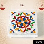 1 Pc Meenakari Wooden Chowki & Bajot Set: For Home & Office Puja (Multicolor) - Image 2