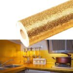 Oil Proof Sticker, Waterproof Self Adhesive Aluminum Foil Wallpaper (60 cm×200 Cm / Golden / 1 Pc) - Image 6