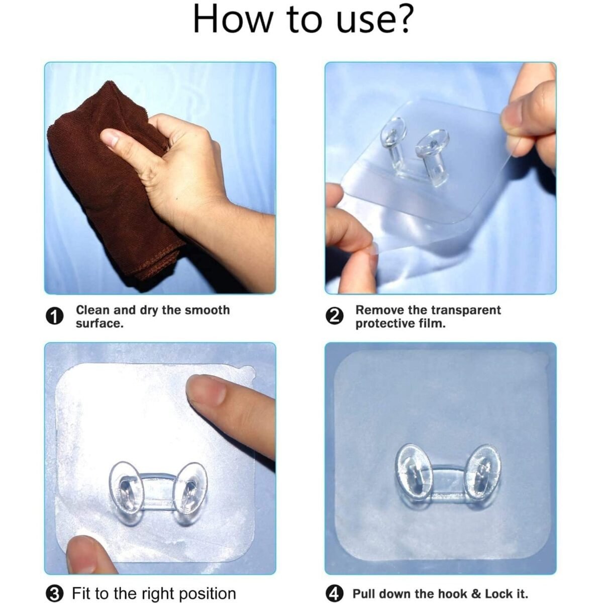 Transparent Self-Adhesive Wall Hook – Drill-Free, Waterproof & Oil-Proof for Toothbrush, Socket (1 Pc) - Image 6