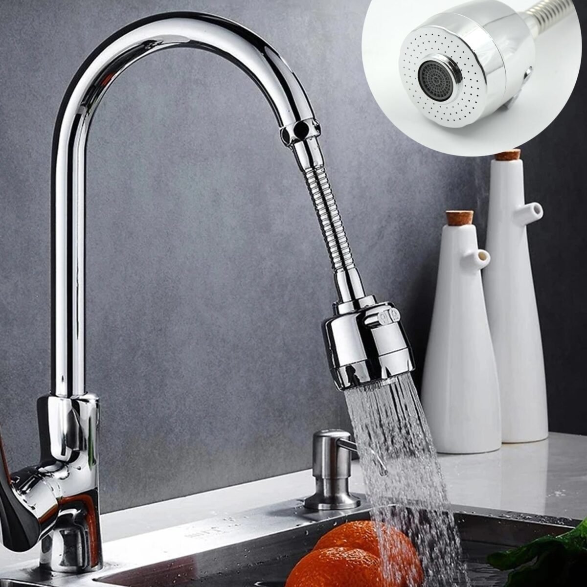 360° Rotating Faucet Sprayer – Water-Saving Splash-Proof Aerator for Kitchen & Bathroom (6 Inch) - Image 4