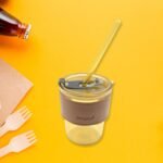Glass Coffee Mug with Straw & Lid: Perfect for Home & Travel