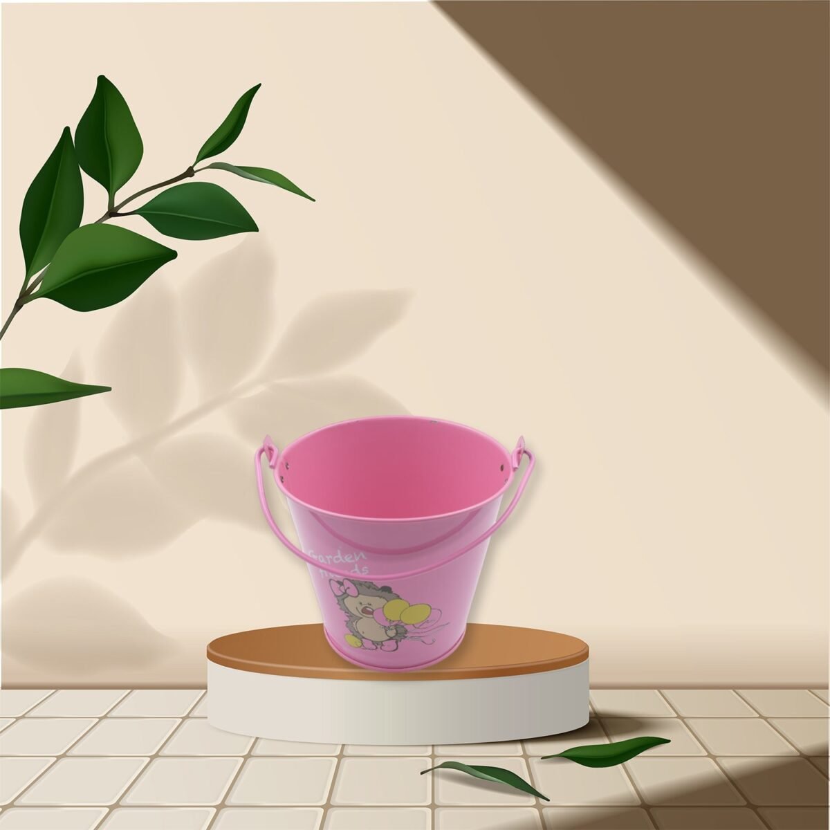 Small Metal Bucket for Plants & Decor (1 Pc, With Handle) - Image 1