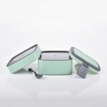 GREEN DOUBLE-LAYER PORTABLE LUNCH BOX STACKABLE WITH CARRYING HANDLE AND SPOON LUNCH BOX , Bento Lunch Box - Image 8