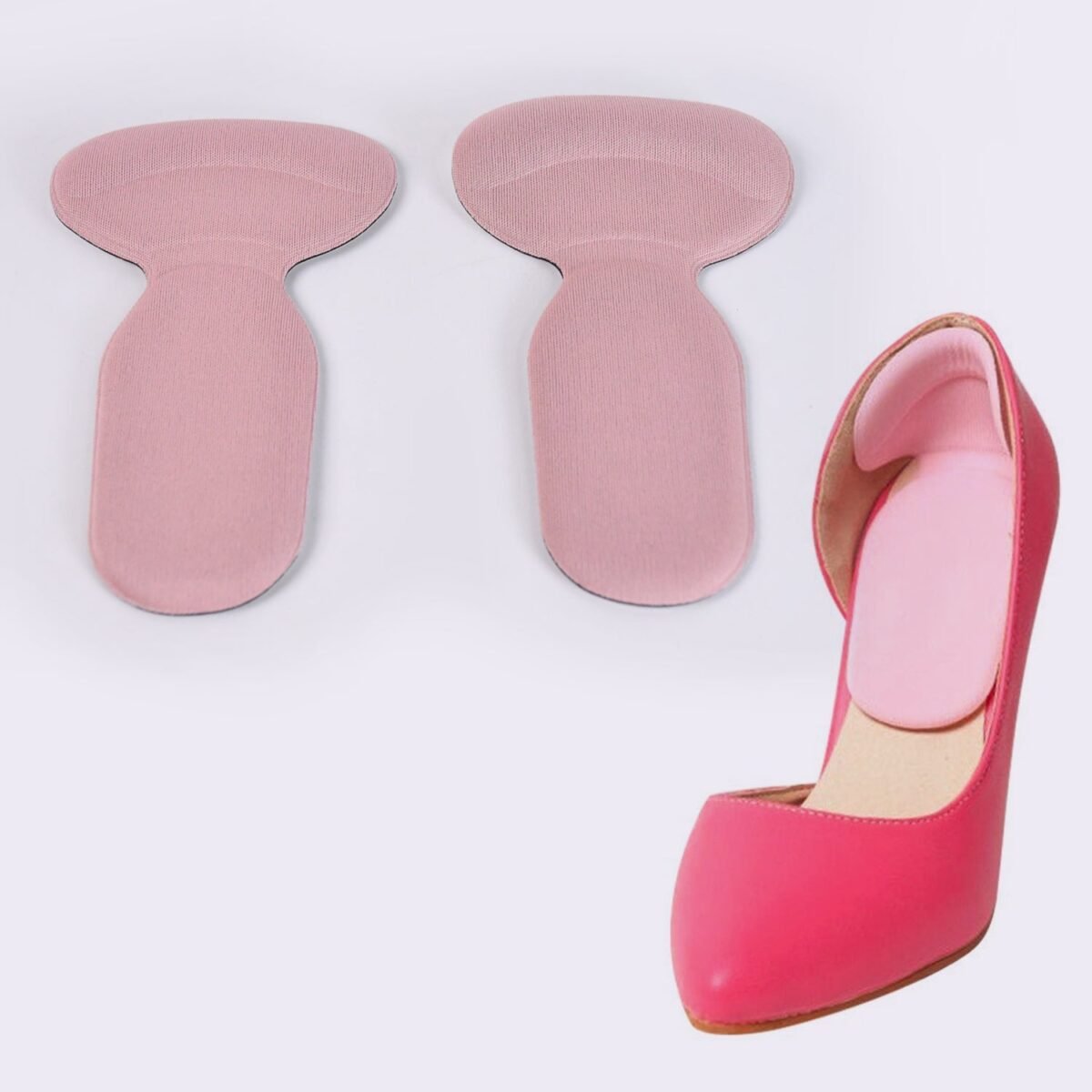 2 in 1 T Shaped Silicone Self Adhesive Shoe Heel Pads Insoles (1 Pair) - Image 1