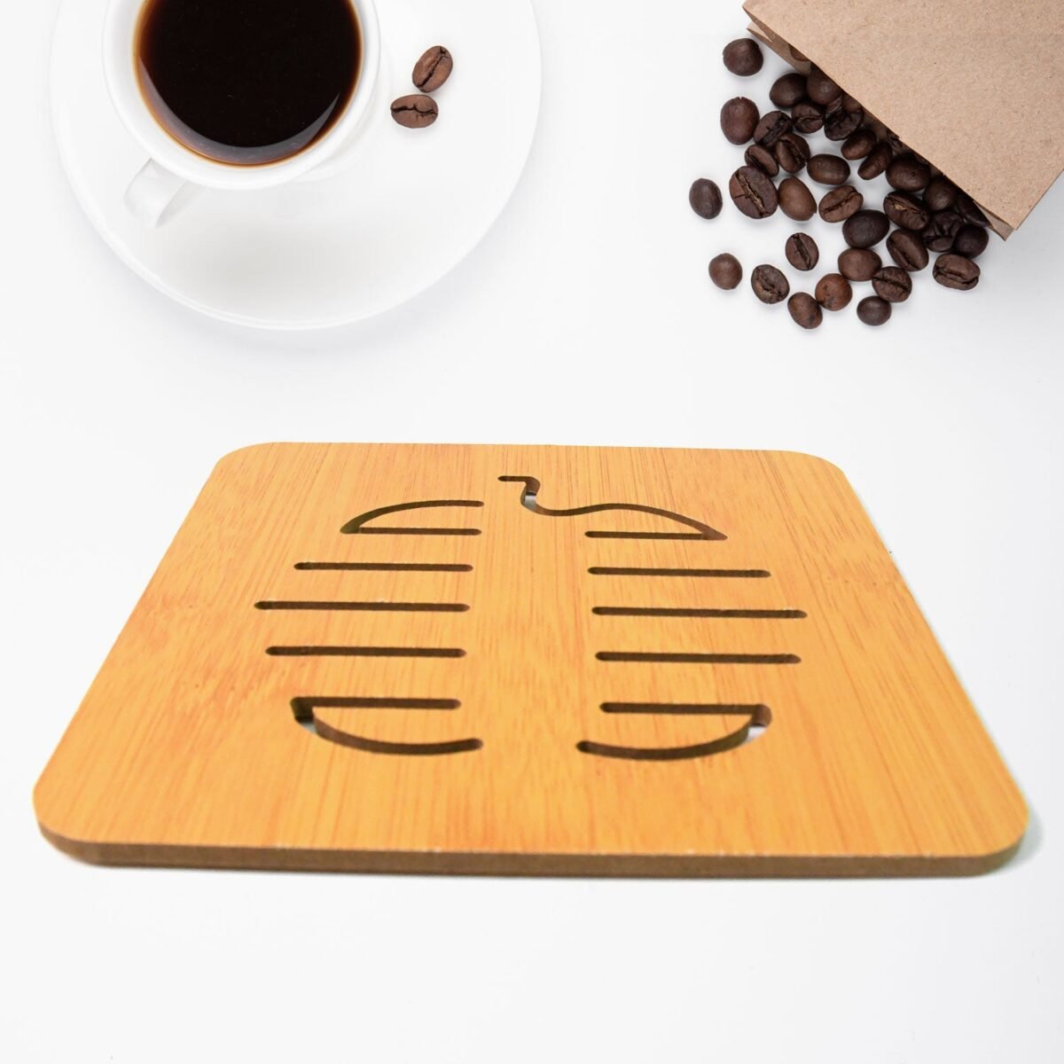 Square Bamboo Wood Table Place mat Hot Pot Cup Mat Tea Coaster(14×14 Cm / 1 Pc) - Image 6