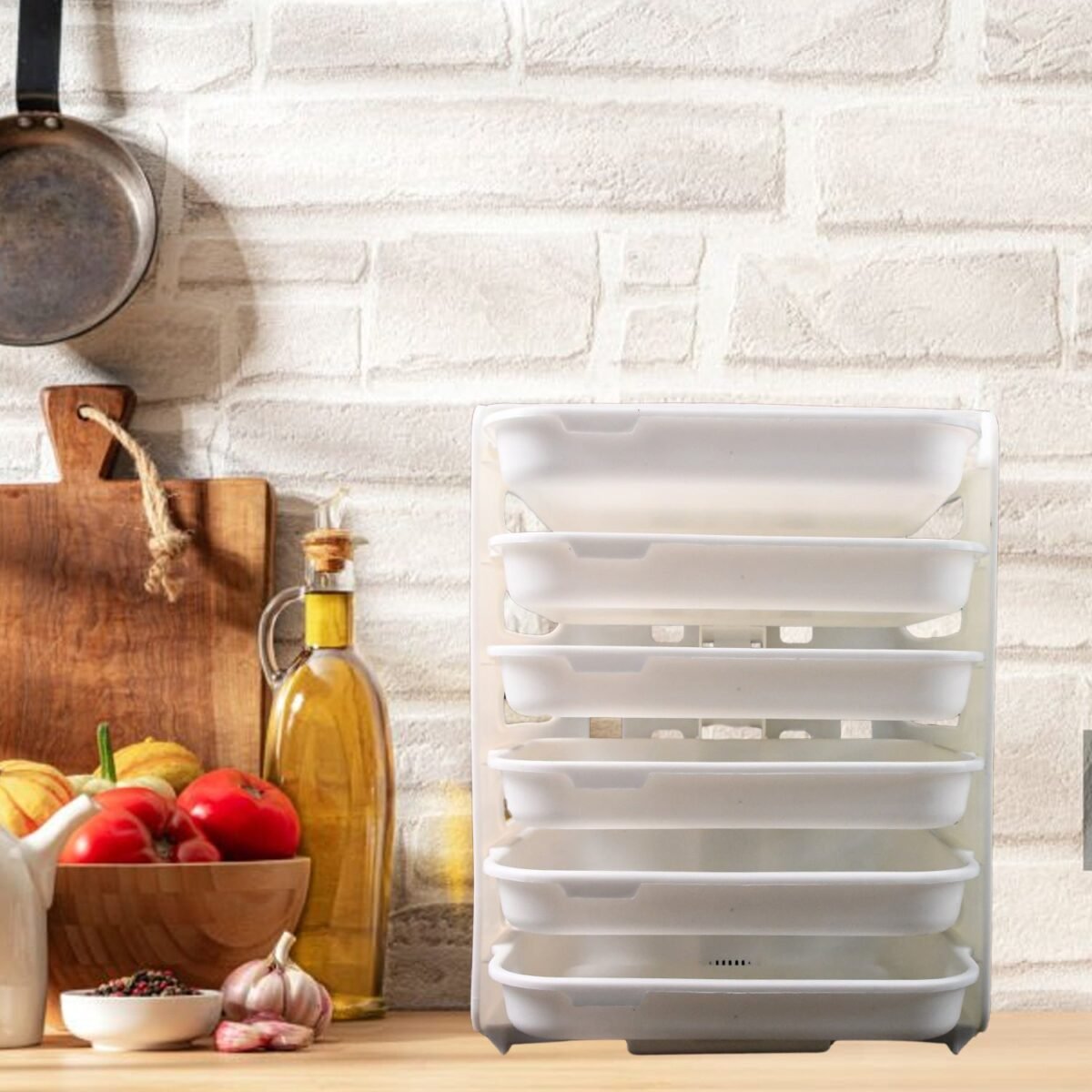 Plastic 6 Layer Wall-Mounted Food Organizer Rack (1 Set) - Image 7