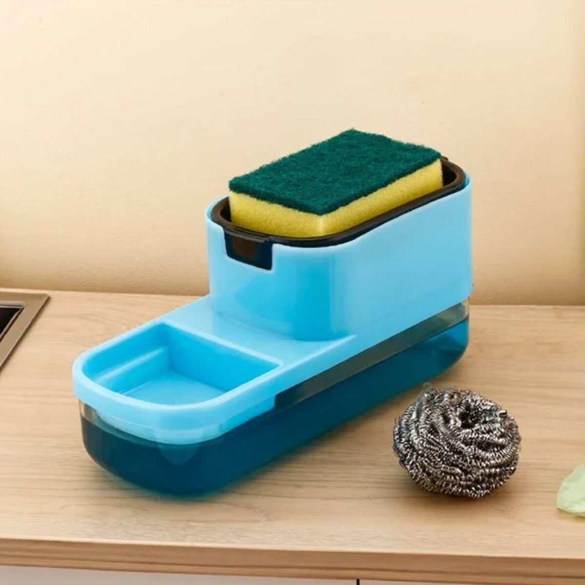 2 in 1 Plastic Dish Soap Liquid Dispenser Sponge Holder (1 Set) - Image 4