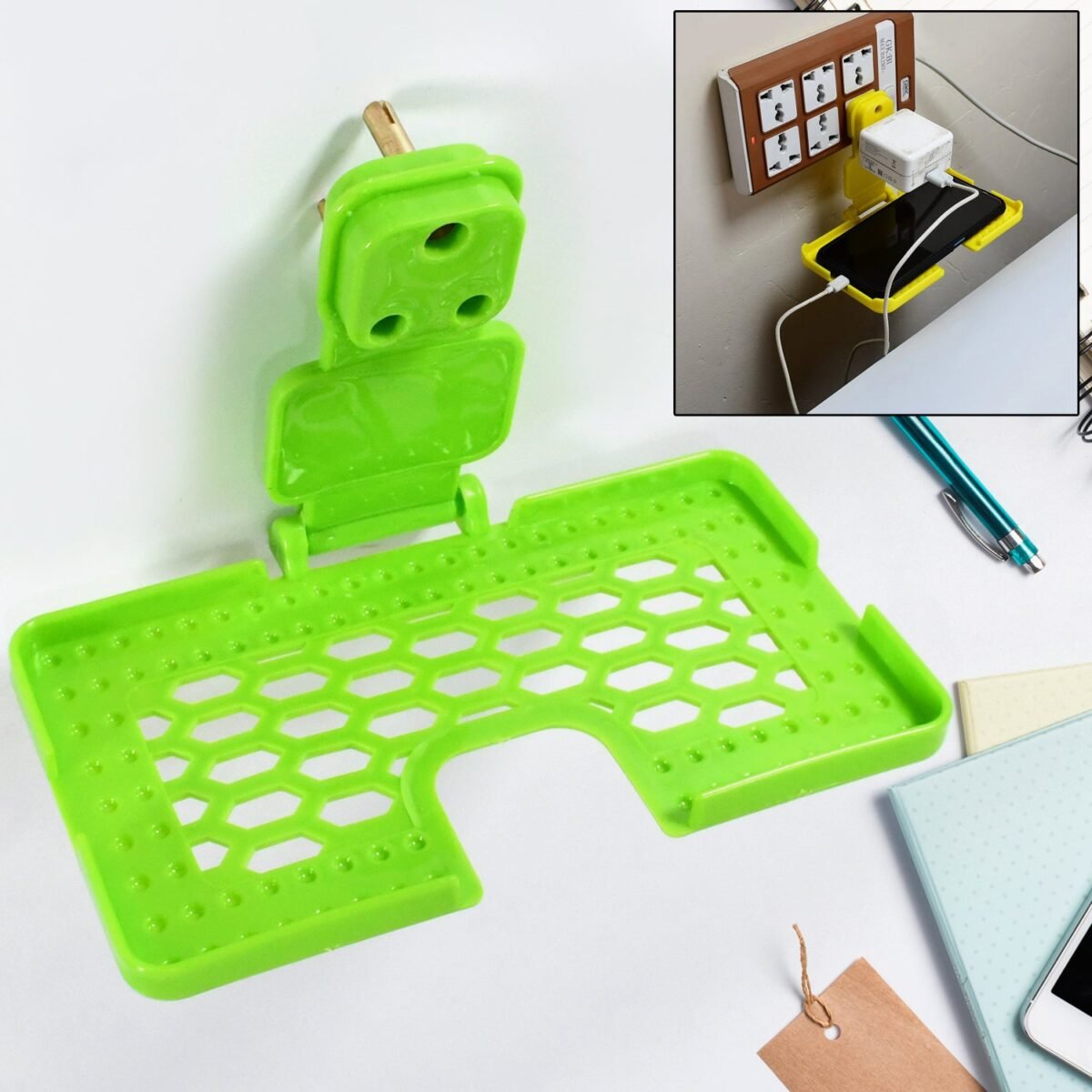 Multi-Purpose Wall Holder Stand for Charging Mobile, Just Fit in Socket and Hang (Mix Color / 1 pc) - Image 1