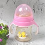 Plastic Baby Feeding Bottle with Handles, Cleaning brush & Straw (240 ML / 1 Pc) - Image 4