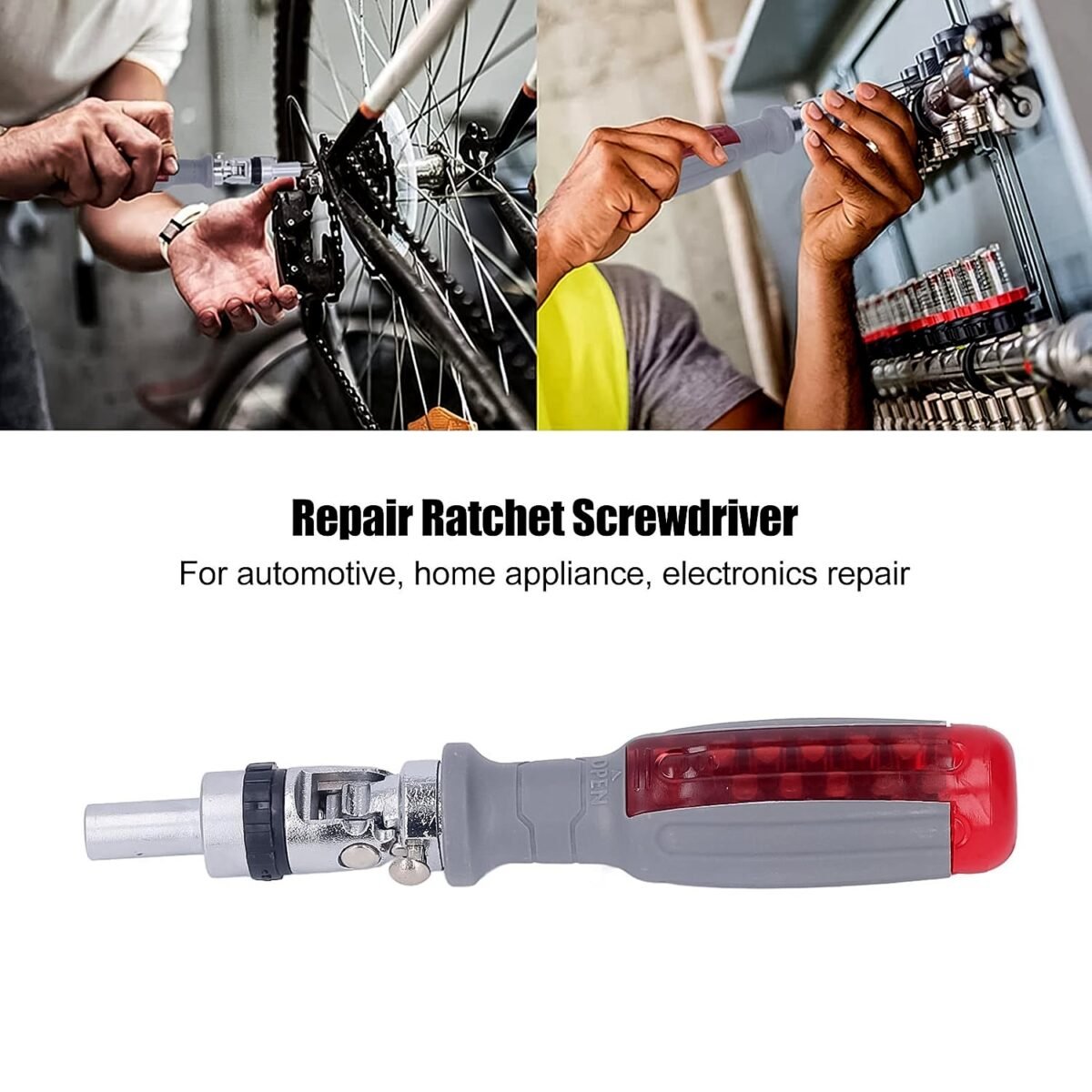 Multi Bits Ratchet Screwdriver Set, Adjustable Angle Two-Way Ratcheting Screwdriver (1 Set) - Image 4