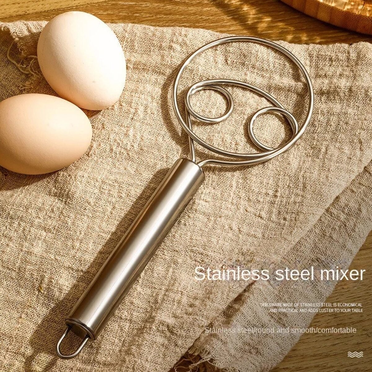 Dough Whisk, Premium Stainless Steel Dutch Whisk, Dough Hand Mixer Artisan Blender For Egg, Bread, Cake, Pastry, Pizza Dough - Perfect Baking Tools, Whisking, Tirring Kitchen Tools (1 Pc) - Image 8