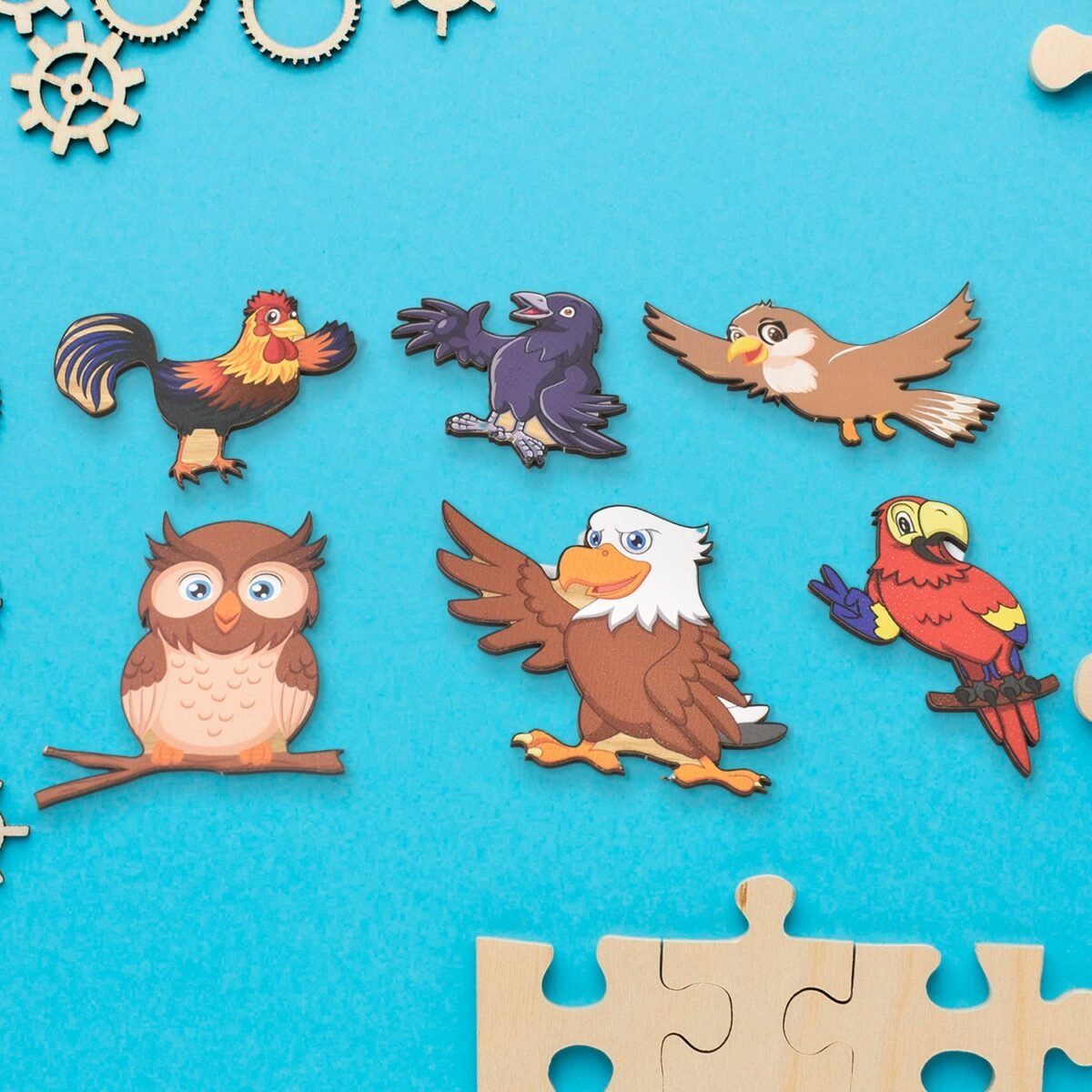 Wooden Bird Puzzle Learning Educational Board (1 Set / 28×20 Cm) - Image 4