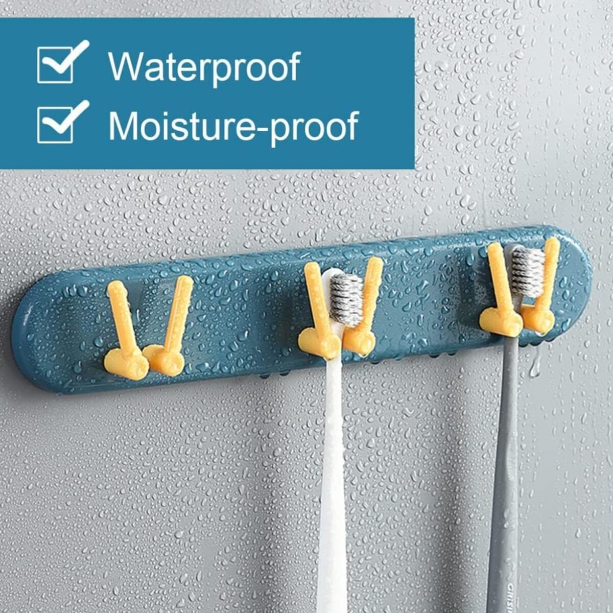 Toothbrush Holder Plastic Bathroom Accessories Organizer Wall Mounted Hanging Mount Shelf & Hooks (1pc) - Image 4