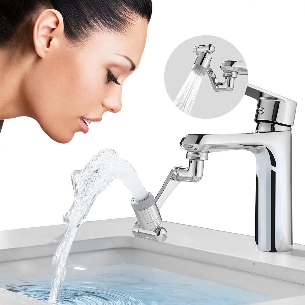 Flexible Faucet Splash Head Extender Aerator, Universal Splash Filter Faucet Sprayer (1 Set) - Image 1