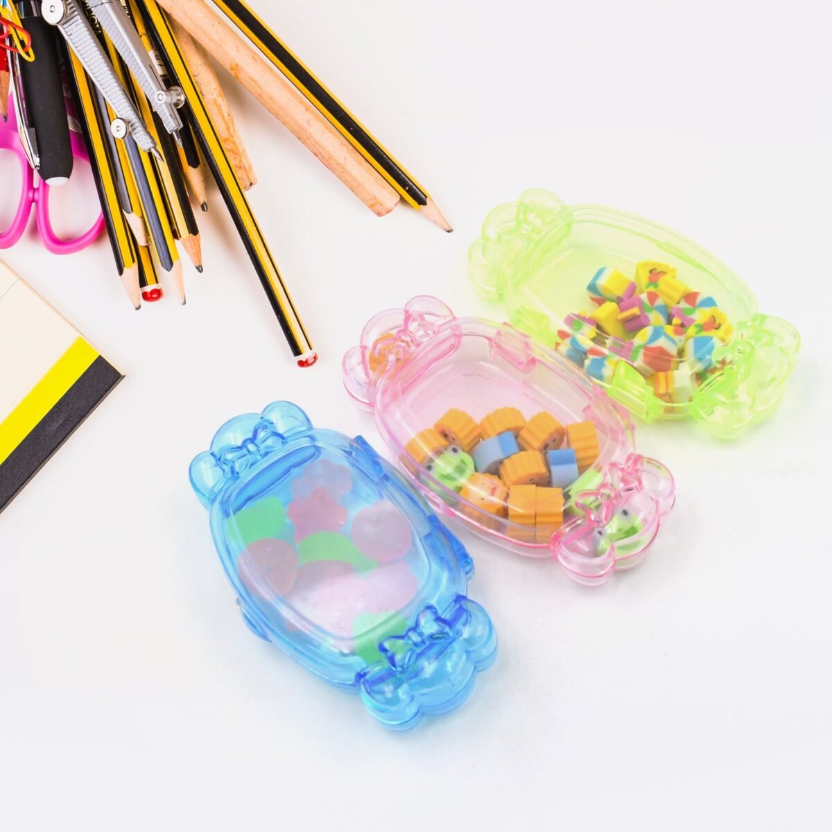 Cute School Eraser Set Cute Eraser Multi Design Rubber Erasers For Pencil Cleaning Stationery School Student Girl Kids (15 pc In1 Set) - Image 1