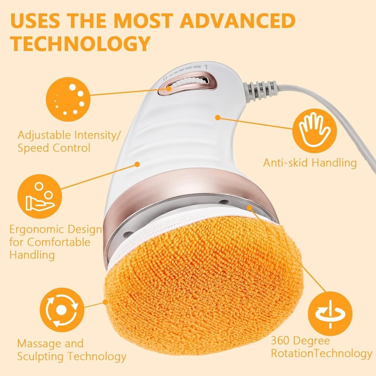 Body Sculpting Massager with 3 Pads, Adjustable Speed, Handheld Electric Massager for Full Body (1 Pc) - Image 6