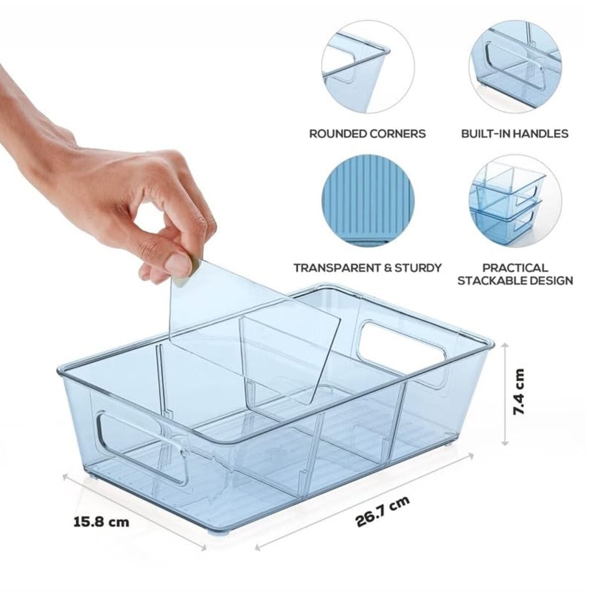 Plastic Refrigerator Organizer Bins, Set Of 2 Stackable Fridge Organizers with Handle, Clear Organizing Food Fruit Vegetables Pantry Storage Bins for Freezer kitchen Cabinet Organization and Storage (2 Pcs Set Mix Color) - Image 5