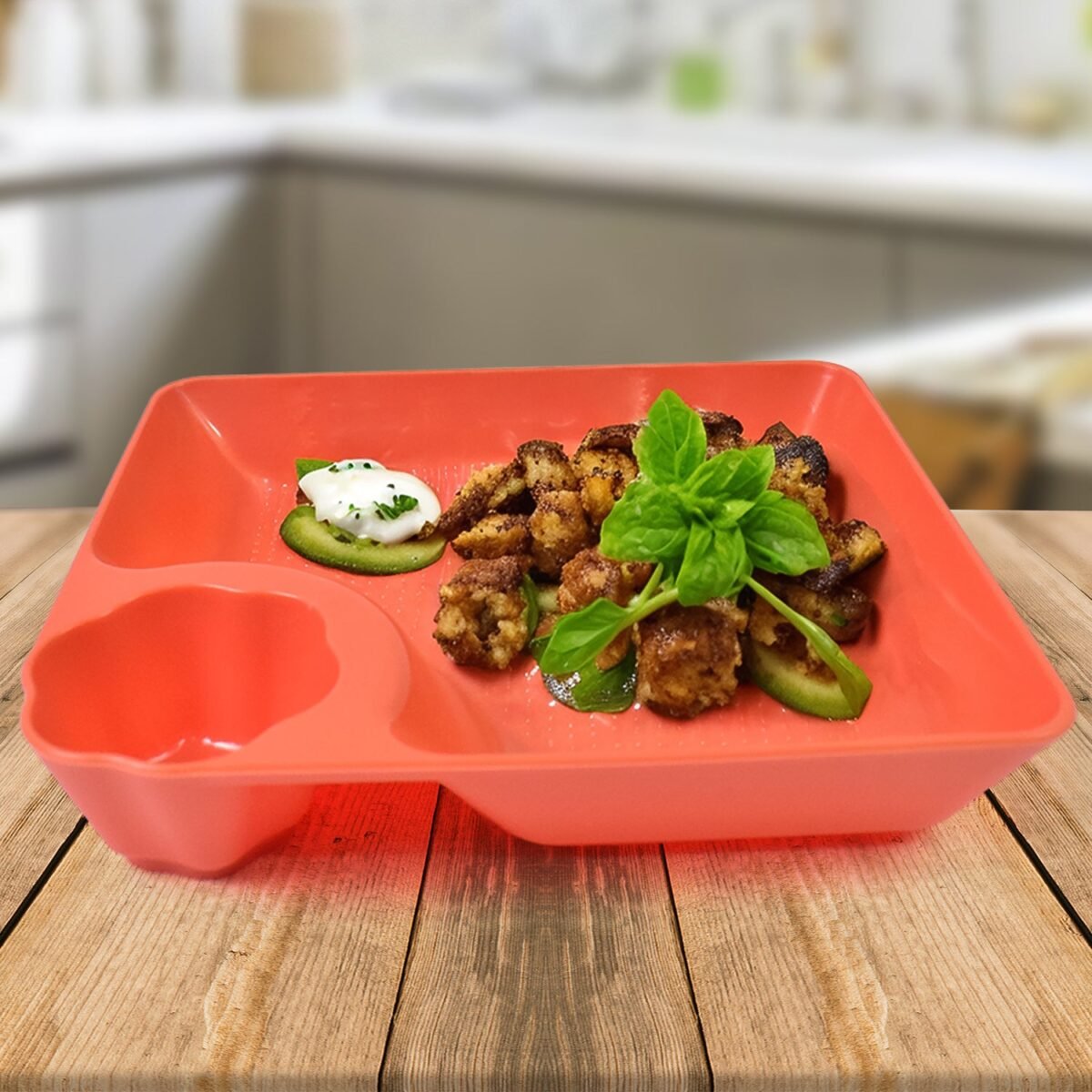 Plastic Plates with Dipping Saucer & Round Dip Part (1 Pc / 18×16 Cm / 1 Pc) - Image 4