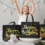 Birthday Gift Bag with Gold Shiny Stars, Reusable Party Gift Bags (1 Pc) - Image 4
