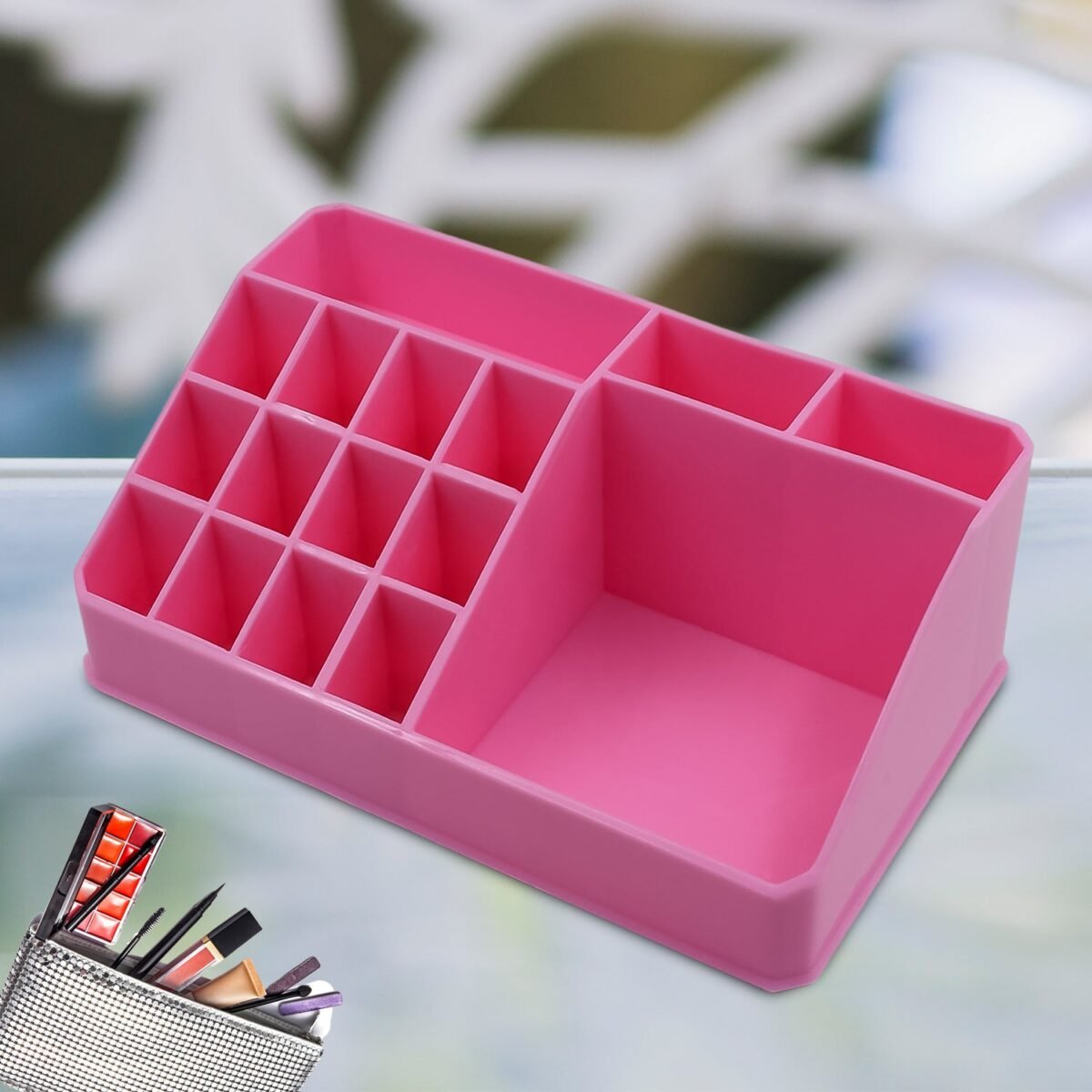Makeup Organiser Cosmetic Makeup Lipstick Storage Box with Drawer Plastic Case Holder Skin Care Products (1 Pc) - Image 5