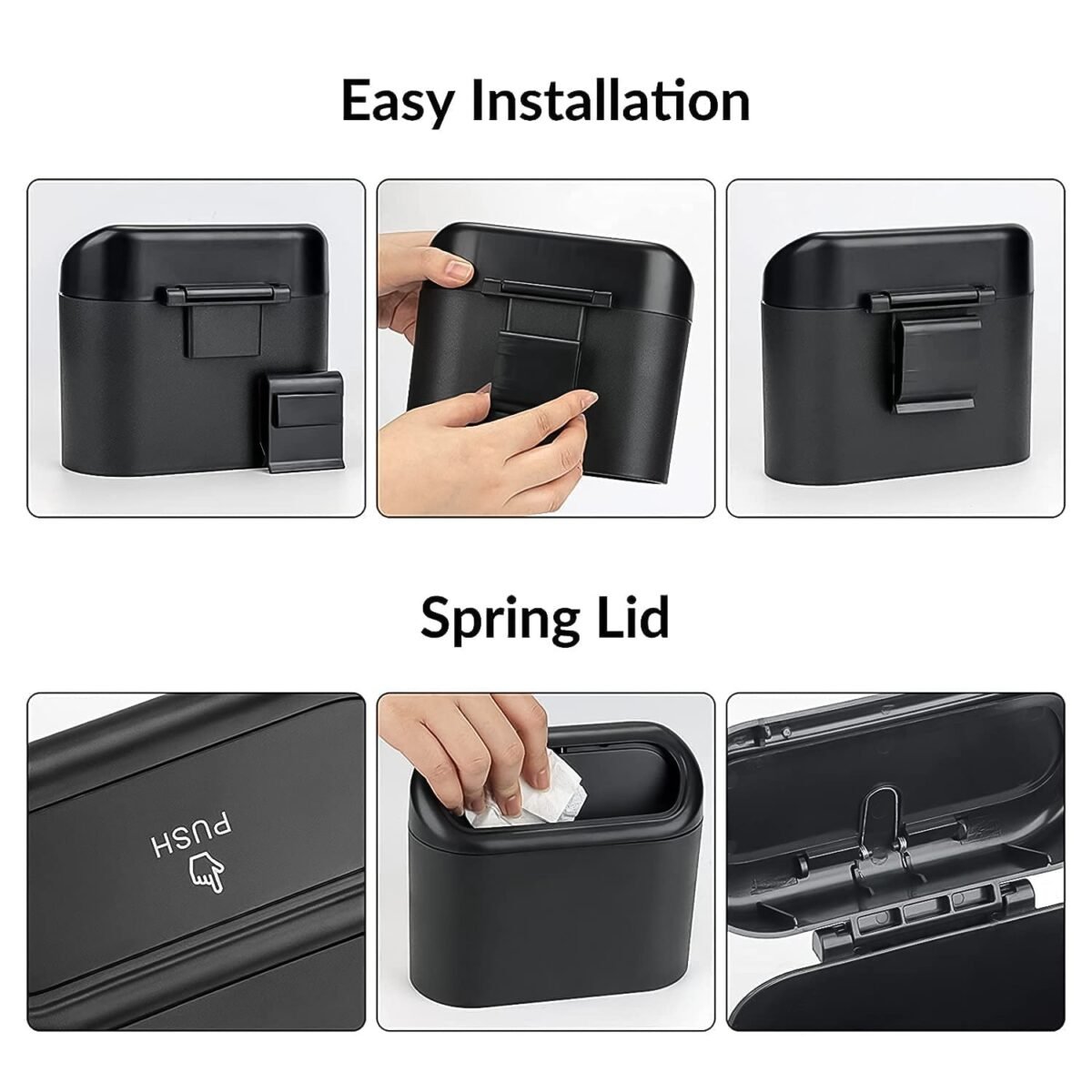 Plastic Mini Car Trash Can / Bin with Lid (1 Pc / With Brown Box) - Image 9