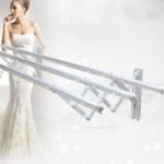 Clothes Rail Rack Clothes Drying Racks, Airer Clothes Drying Rack Wall Mounted Clotheshorse Clothes Airer Washing Cloth Line Extendable Fold Towel Rack Bar for Bathroom Indoor Outdoor - Image 4