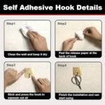 Adhesive Heavy-Duty Hooks for Kitchen and Bathroom (1 Pc / 6×6 Cm) - Image 6