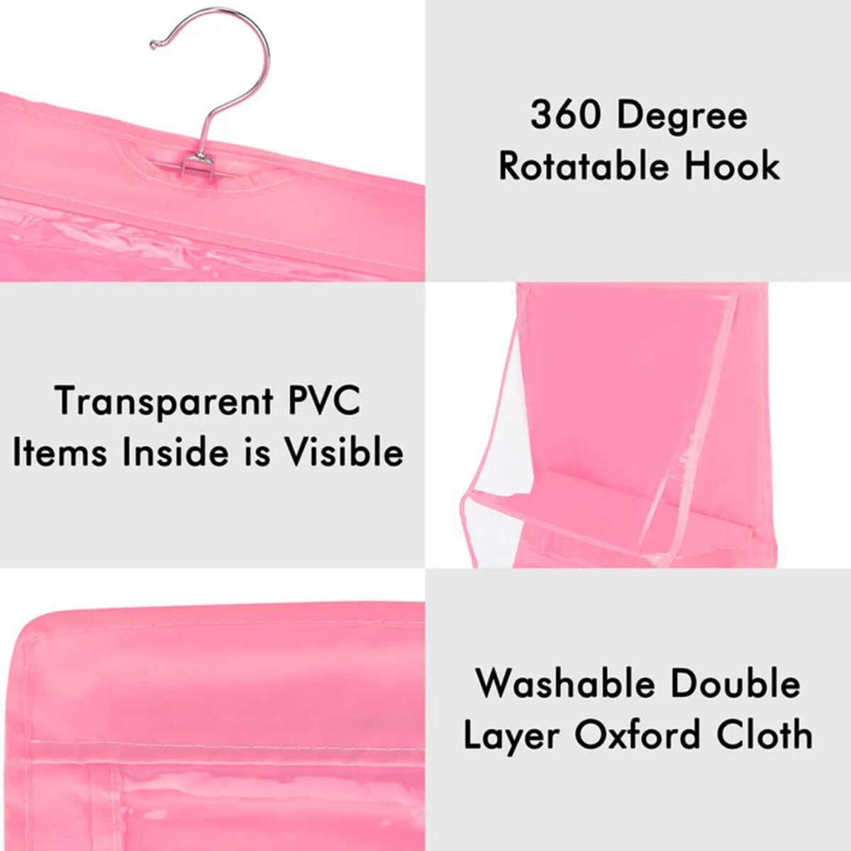 6 Pockets Hanging Purse Handbag Organizer Clear Hanging Shelf Bag (1 Pc) - Image 3