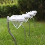 Diamond Shaped Solar Powered Stake Lights, Waterproof Outdoor Solar Power Lawn Lamps Led Spot Light Garden Pathway Stainless Steel Solar Landscape Lighting (4 Pcs Set) - Image 4